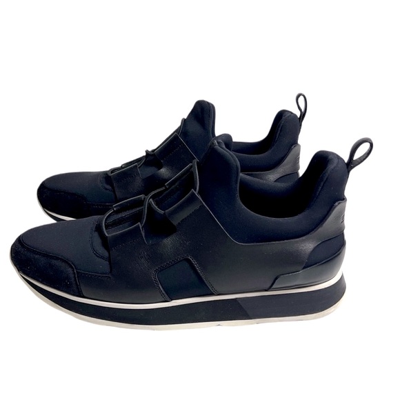 HERMES PLAYER SNEAKER Authentic Black Leather Slip On Soft Unisex 40 L 10 M 8 - Picture 2 of 16